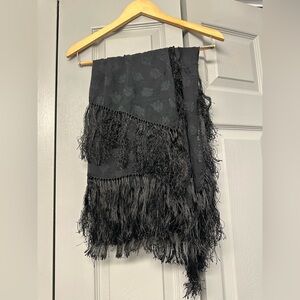 Vintage Emanuel Ungaro Black Fringe Wrap/Scarf